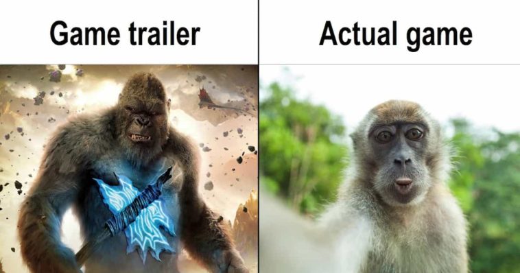 King kong holding Godzilla scale axe next to white monkey taking selfie while doing duck lips