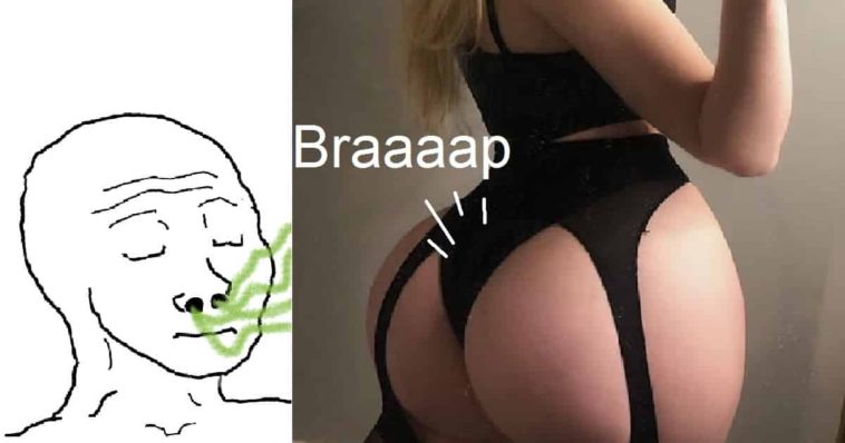 brap meme wojack smelling farts of a big booty girl