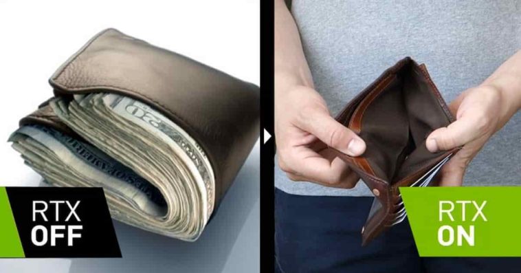 nvidia rtx on vs. rtx off meme wallet with money no money
