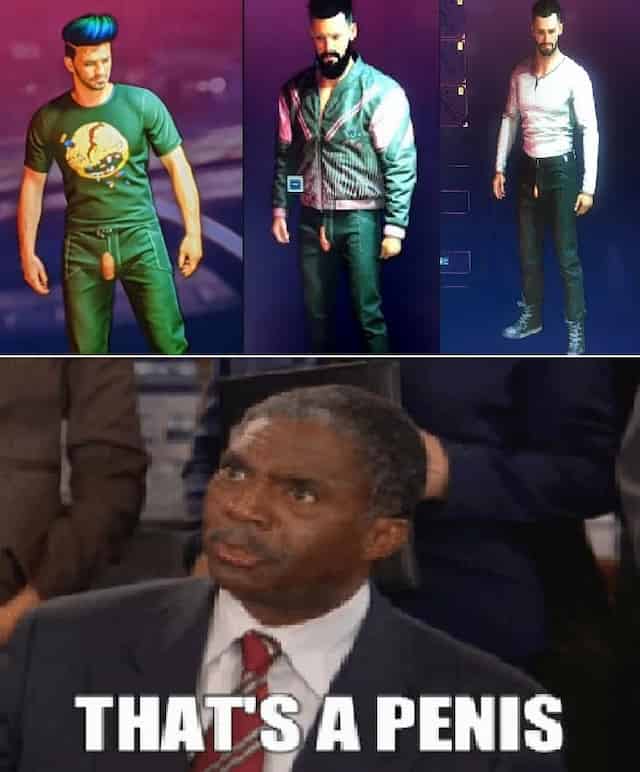 Cyberpunk 2077 meme penis glitch that's a penis black guy quote meme
