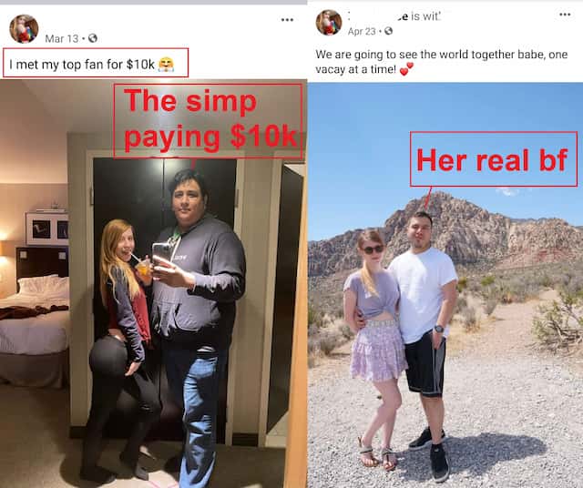 Simp pays over $10000 for a hug from a girl she goes vacation with her boyfriend twitter screenshot.