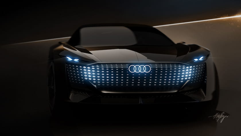 Audi Skysphere concept dark grey black metallic front view LED