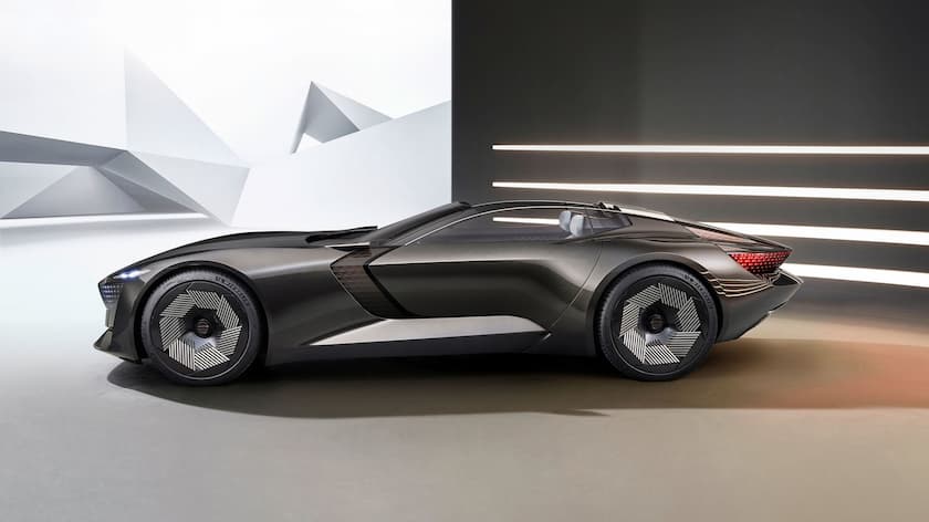 Audi Skysphere concept dark grey black metallic side view