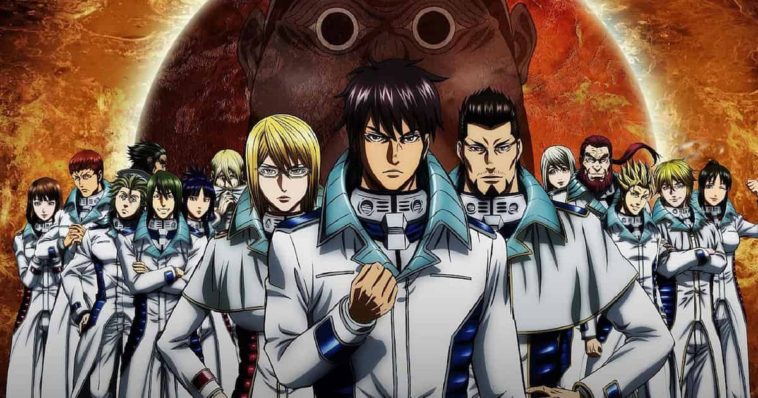 Terra Formars Crew in front of Terra Fromars monsters