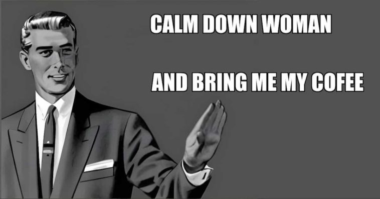 Bitch please meme of a man raising his hand in black and white