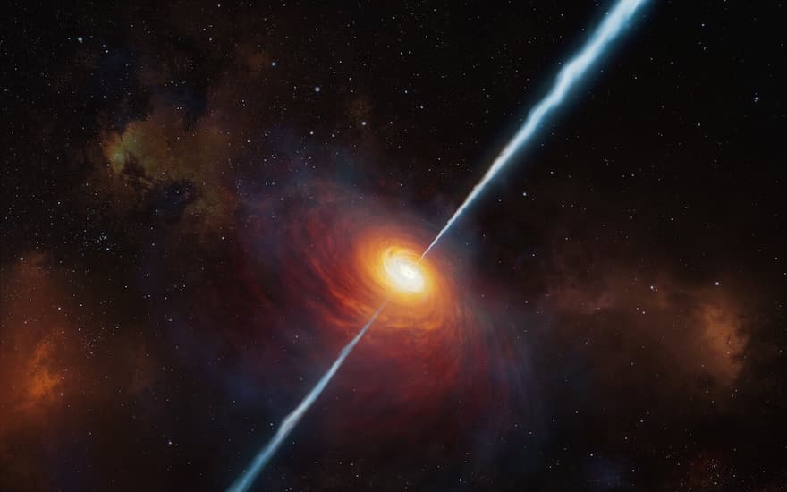 quasar star with stardust jets