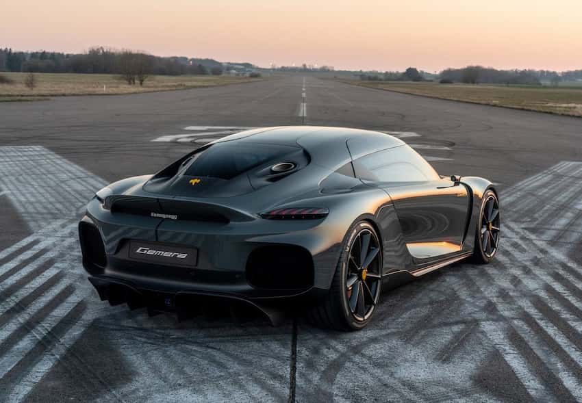 Grey Koenigsegg Gemera rear view
