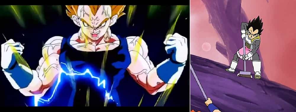 vegeta in dbz versus vegeta maid in dbs