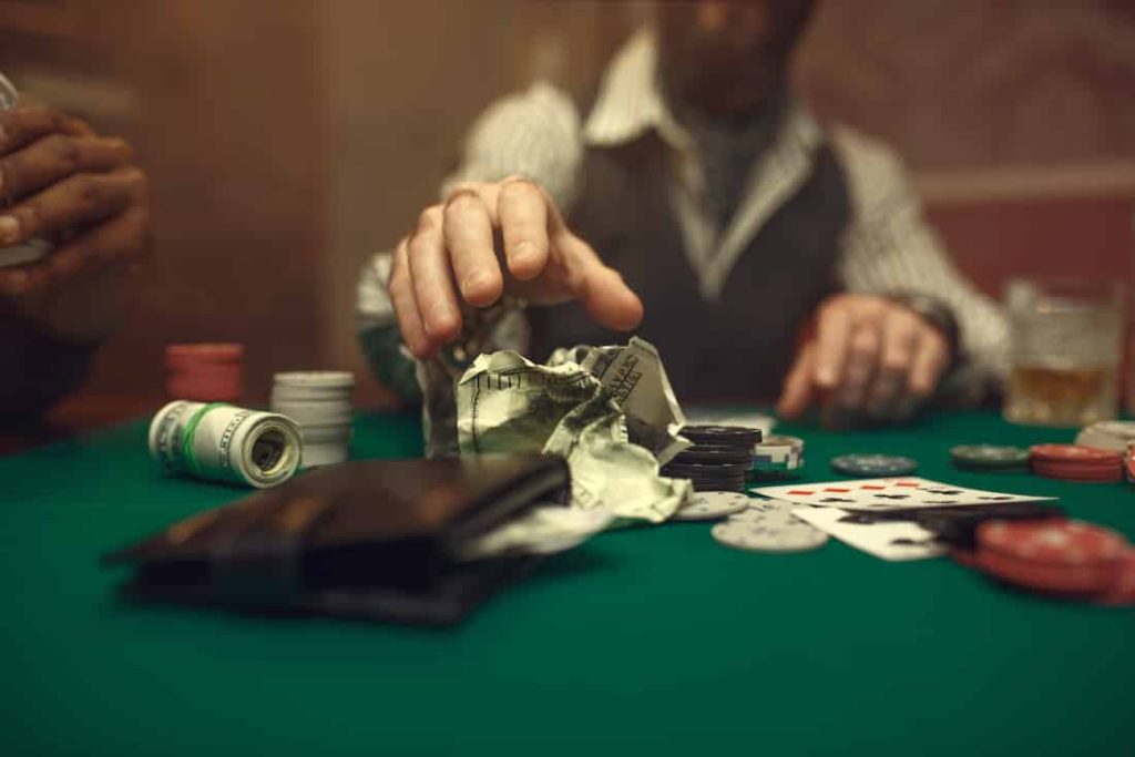 gambling with money on the table